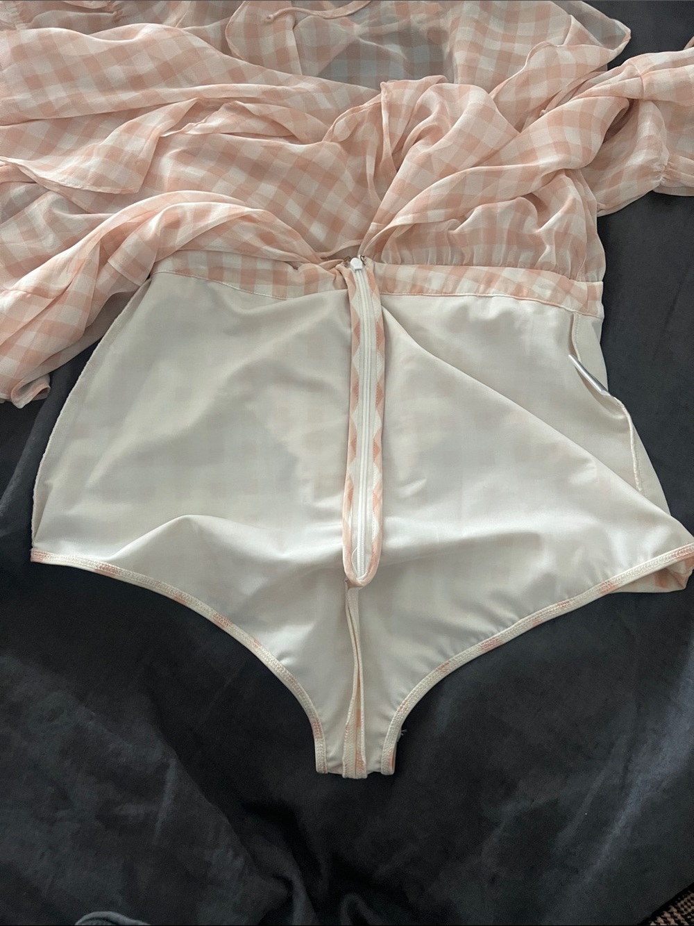 For Love & Lemons Peach and White Gingham Maxi Dress - Picture 9 of 10